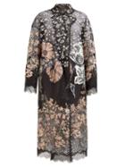 Matchesfashion.com Biyan - Runette Floral Embroidered Tulle Lam Coat - Womens - Black Multi