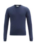 Matchesfashion.com Brioni - Basket-weave Cotton-blend Sweater - Mens - Navy
