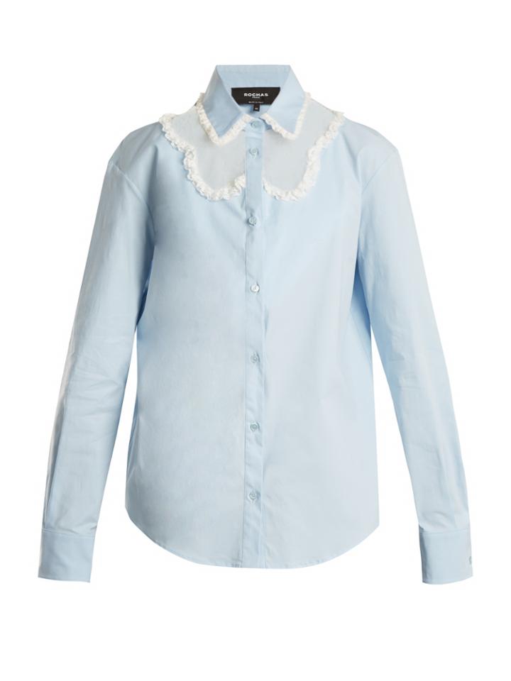 Rochas Lace-insert Stretch-cotton Shirt