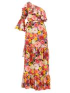 Borgo De Nor - Penelope Floral-print Silk-crepe Maxi Dress - Womens - Pink Multi