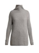 Matchesfashion.com Max Mara - Roll Neck Ribbed Knit Wool Sweater - Womens - Grey