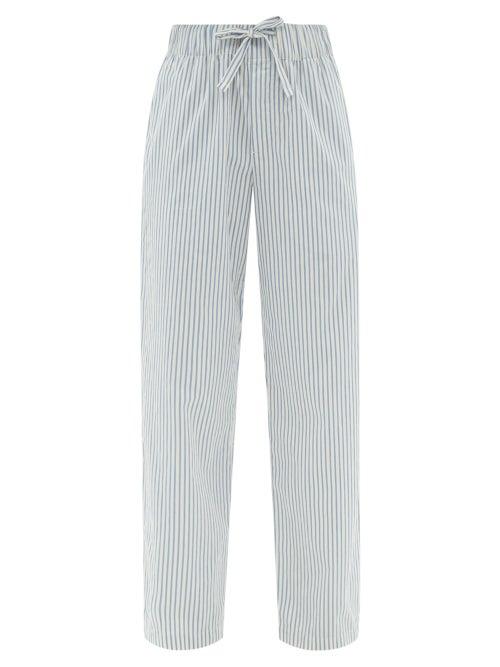 Ladies Lingerie Tekla - Striped Organic-cotton Poplin Pyjama Trousers - Womens - Blue Stripe