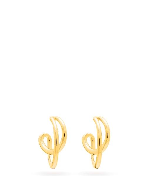 Matchesfashion.com Charlotte Chesnais - Initial Mini Gold-vermeil Hoop Earrings - Womens - Gold