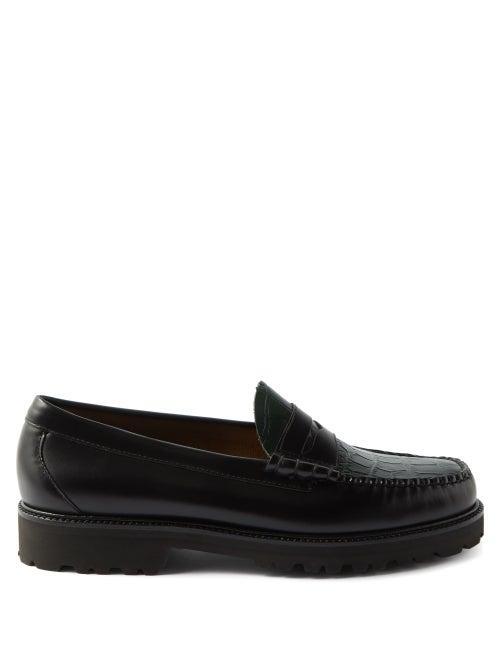 G.h. Bass & Co. - Weejuns 90s Larson Croc-effect Leather Loafers - Mens - Black Green