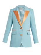 Matchesfashion.com Racil - Tokyo Single Breasted Contrast Lapel Wool Blazer - Womens - Blue Multi