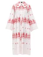 Matchesfashion.com Simone Rocha - Cherub-embroidered Cotton Dress - Womens - Pink Print