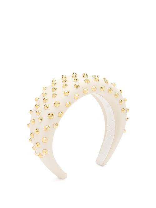 Matchesfashion.com Prada - Stud Embellished Leather Headband - Womens - White