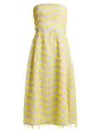 Matchesfashion.com Carolina Herrera - Embroidered Semi Sheer Organza Dress - Womens - Yellow Multi