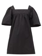 Matchesfashion.com Three Graces London - Sofia Cotton-poplin Mini Dress - Womens - Black