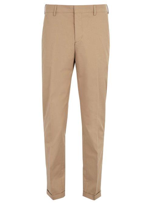 Matchesfashion.com Prada - Straight Leg Cotton Blend Chino Trousers - Mens - Beige