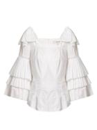 Matchesfashion.com Sea - Antoinette Bow Embellished Cotton Top - Womens - White