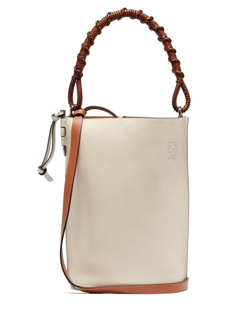 Matchesfashion.com Loewe - Gate Braided Handle Leather Bucket Bag - Womens - White