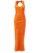 Marques'almeida - Cutout-back Linen-blend Satin Dress - Womens - Orange