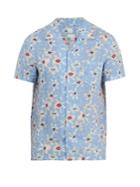 120 Lino Floral-print Short-sleeved Linen Shirt