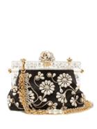 Matchesfashion.com Dolce & Gabbana - Venda Crystal-embellished Satin Clutch Bag - Womens - Black
