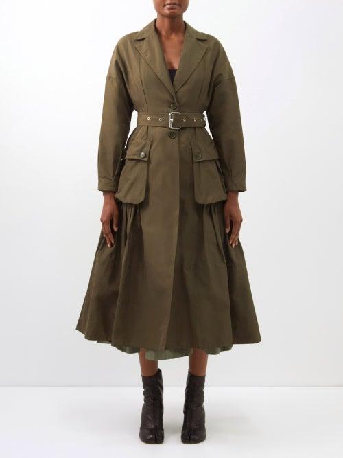 Molly Goddard - Vanora Cotton-blend Canvas A-line Coat - Womens - Khaki