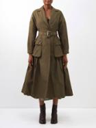 Molly Goddard - Vanora Cotton-blend Canvas A-line Coat - Womens - Khaki