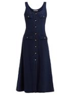 Matchesfashion.com Alessandra Rich - Buttoned Cotton Blend Tweed Dress - Womens - Navy