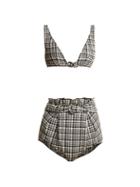 Matchesfashion.com Lisa Marie Fernandez - Melissa Plaid Bikini - Womens - Black White