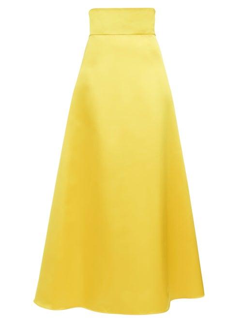 Matchesfashion.com Sara Battaglia - A-line Satin Maxi Skirt - Womens - Yellow