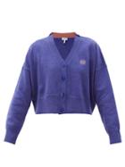 Matchesfashion.com Loewe - Anagram-embroidered Wool Cardigan - Womens - Blue