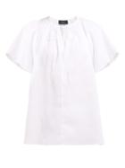 Matchesfashion.com Joseph - Rita Gathered Neck Voile Blouse - Womens - White