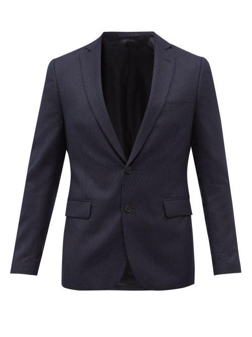 Mens Rtw Officine Gnrale - 375 Single-breasted Pinstriped Wool Suit Jacket - Mens - Blue Stripe