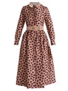 Matchesfashion.com Luisa Beccaria - Belted Long Sleeved Floral Jacquard Midi Dress - Womens - Red Multi