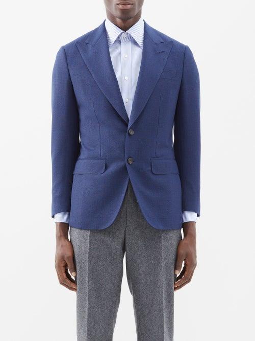 Thom Sweeney - Single-breasted Wool Suit Blazer - Mens - Blue