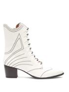 Matchesfashion.com Tabitha Simmons - Swing Lace Up Leather Boots - Womens - White