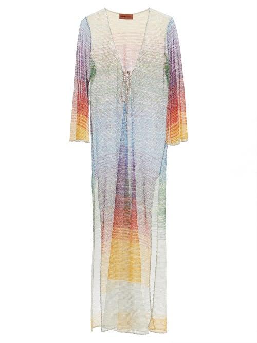 Matchesfashion.com Missoni Mare - Lace-up V-neck Striped Lam-jacquard Kaftan - Womens - Multi