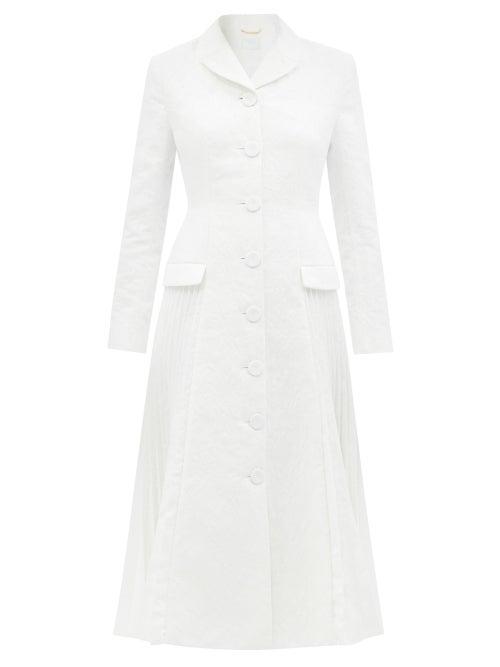 Erdem - Calla Pleated Floral-cloqu Dress - Womens - Ivory