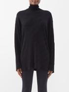 Balenciaga - Logo-devor Knitted Roll-neck Sweater - Womens - Black