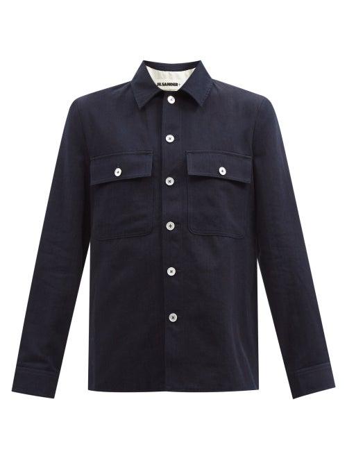 Jil Sander - Flap-pocket Denim Jacket - Womens - Dark Blue