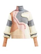 Matchesfashion.com Peter Pilotto - Patchwork Cotton Blend Knit Sweater - Womens - Pink Multi
