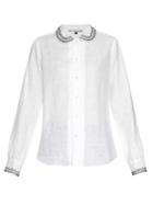 Jupe By Jackie Nellie Embroidery-trimmed Linen Shirt