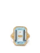 Matchesfashion.com Shay - Portrait Diamond, Crystal & 18kt-gold Ring - Womens - Blue Gold