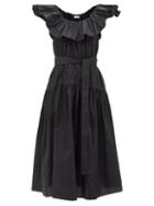 Ulla Johnson - Amira Ruffled Cotton-poplin Midi Dress - Womens - Black