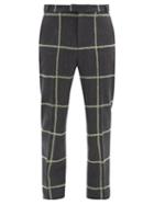 Matchesfashion.com Wales Bonner - Judah Windowpane-check Wool-blend Trousers - Mens - Grey