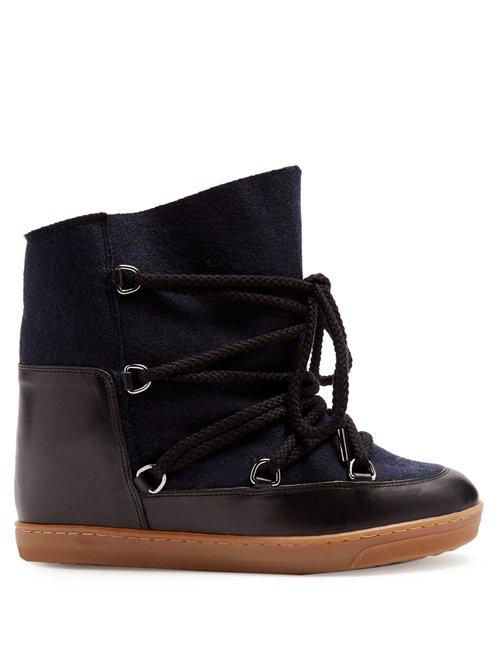 Matchesfashion.com Isabel Marant - Nowles Shearling Lined Aprs Ski Boots - Womens - Navy