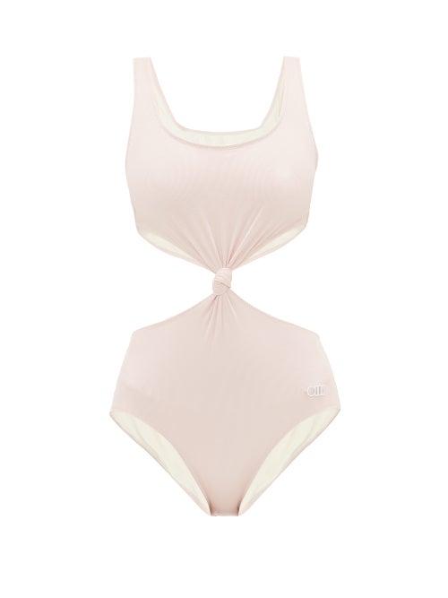 Matchesfashion.com Solid & Striped - The Bailey Cut-out Knotted-front Swimsuit - Womens - Light Pink
