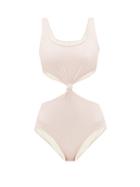 Matchesfashion.com Solid & Striped - The Bailey Cut-out Knotted-front Swimsuit - Womens - Light Pink
