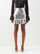 Paco Rabanne - Sequinned Mesh Mini Skirt - Womens - Silver