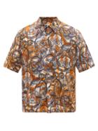 Aries - Glycon-print Short-sleevd Shirt - Mens - Orange
