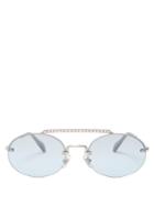 Miu Miu Oval-shaped Crystal-embellished Sunglasses