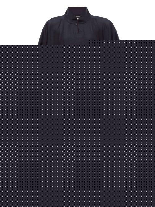 Matchesfashion.com Eskandar - Elasticated Wool Blend Jacquard Wide Leg Trousers - Womens - Black