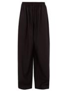 Matchesfashion.com Eskandar - Elasticated Wool Blend Jacquard Wide Leg Trousers - Womens - Black