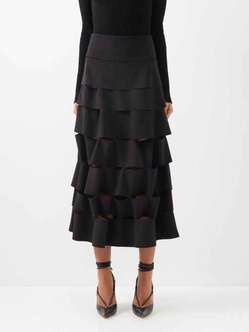 A.w.a.k.e. Mode - Panelled Crepe Midi Skirt - Womens - Black