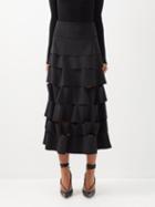A.w.a.k.e. Mode - Panelled Crepe Midi Skirt - Womens - Black