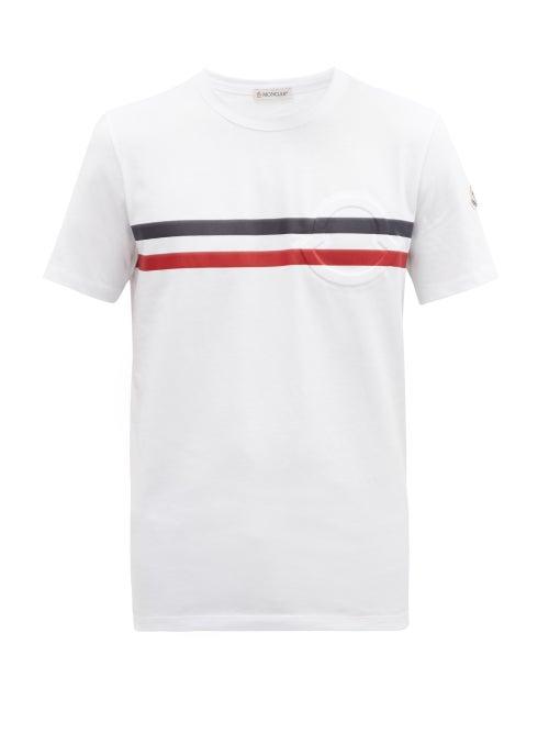 Matchesfashion.com Moncler - Tricolour-print Cotton-jersey T-shirt - Mens - White